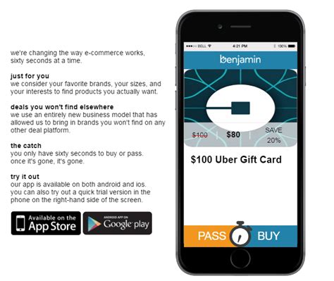 Check spelling or type a new query. Benjamin App Offers 20% Off Uber Gift Cards