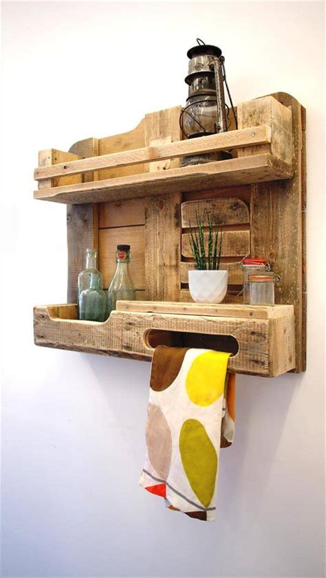 Diy Pallet Wood Kitchen Shelf Wall Unit 101 Pallets