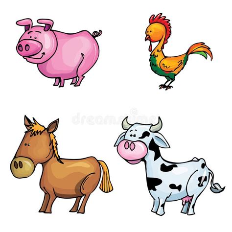 Cartoon Set Of Farm Animals Stock Vector Illustration Of Clip Goat