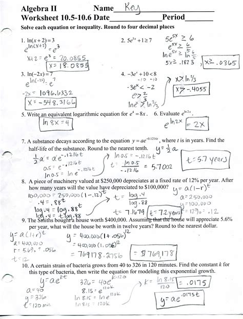 Algebra 2 Equations Worksheet