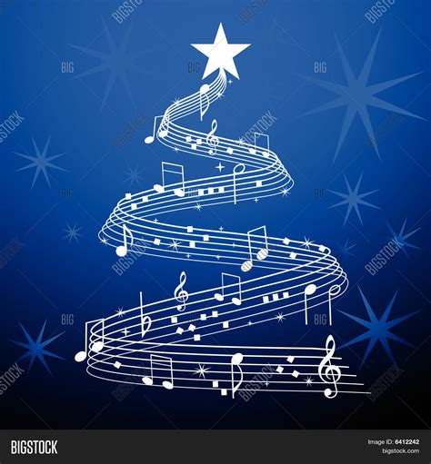 Musical Tree Christmas Over Blue Vector And Photo Bigstock