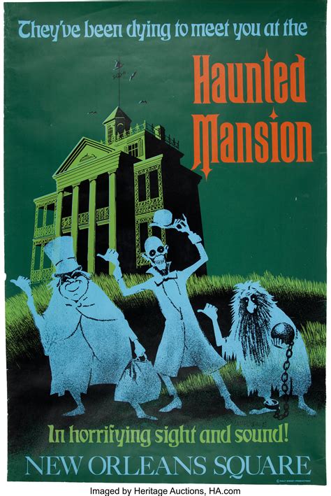 Haunted Mansion Disneyland Entrance Poster Signed By Marc Davis Lot