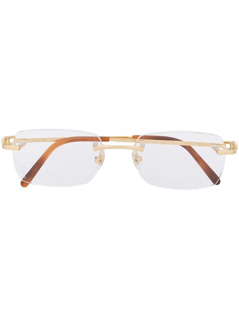 cartier ct0069o rectangular frame glasses in gold modesens