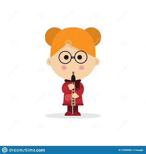 Cartoon Girl Playing On Flute Royalty Free Stock Photography