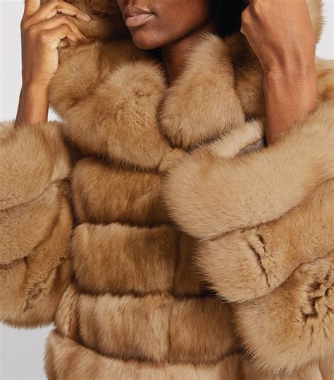Womens Yves Salomon Beige Hooded Fur Coat Harrods Countrycode