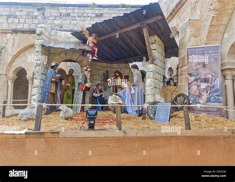 Nativity Scene Outside The Church Of The Nativity In Bethlehem West