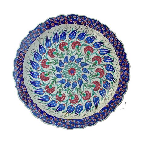 Cm Turkish Iznik Ceramic Plate With Tulip And Carnation Design