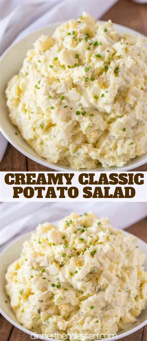 You want the flavors to disperse throughout the whole dish, but when you take a bite, you want to bite into potato, not an onion chunk. Classic Potato Salad with a creamy mayonnaise dressing ...