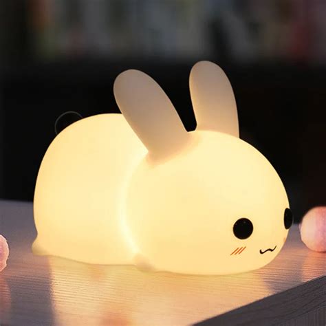 Rabbit Colorful Silicone Night Light Led Cute Charging Lamp Aliexpress