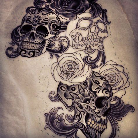 Sugar Skulls Tattoo Design Im Working On Adam Tattoos Rose Golds