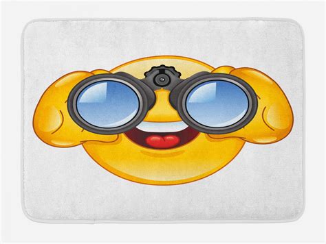 Emoji Bath Mat Smiley Face With A Telescope Binoculars Glasses