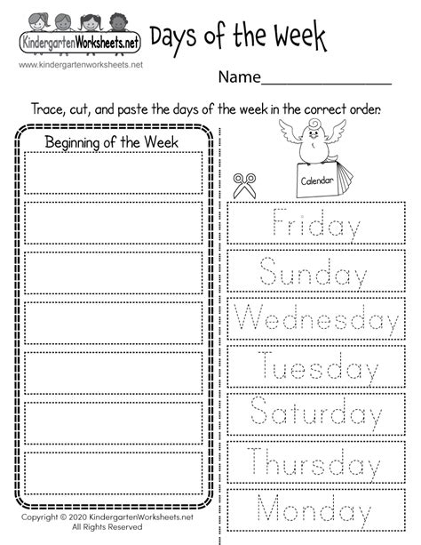 Tracing Days Of The Week