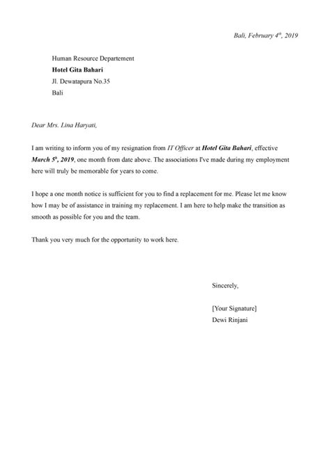 Contoh Surat Resign Dalam Bahasa Inggris Doc Contoh Surat Formal Hot