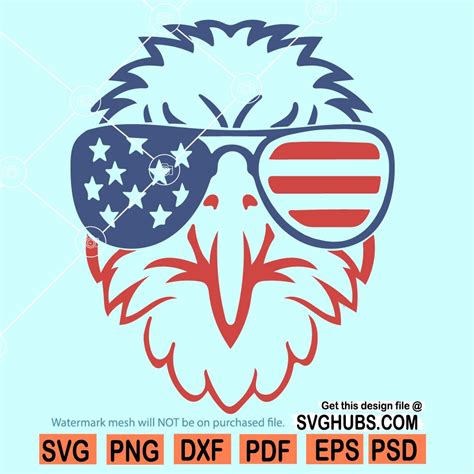 Patriotic Eagle With Sunglasses Svg American Eagle Svg 4th Of July Svg