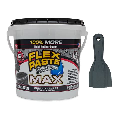 Flex Seal Paste 12 Lb Black With Allway Tools Putty Knife Set 3