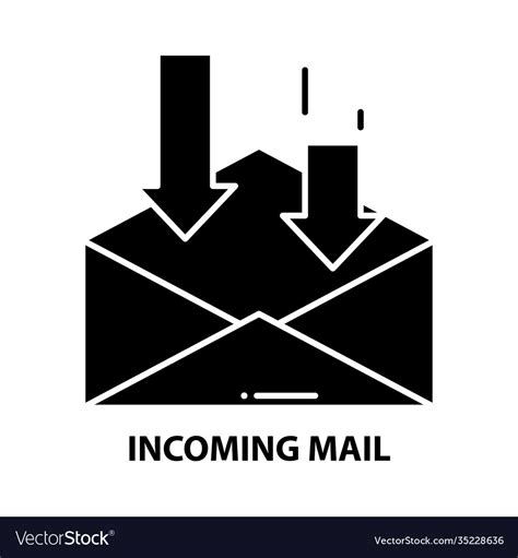 Incoming Mail Icon Black Sign Royalty Free Vector Image