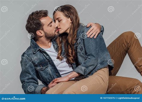 Seductive Young Couple Kissing Stock Image Image Of Closeness Attractive 107732375