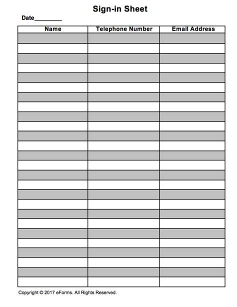 Attendanceguest Sign In Sheet Template Eforms Free Fillable Forms