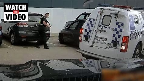 Moment Victoria Police Wagon Rammed By Car In Altona North Caught On Tape The Australian