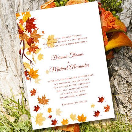 printable wedding invitation template falling leaves