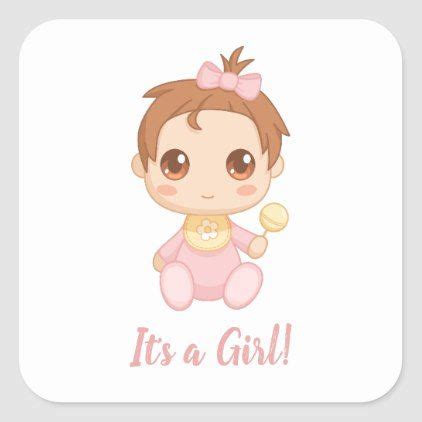 Baby Girl Pink Jumpsuit Custom Text Square Sticker Zazzle Pink