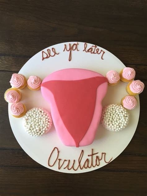 image of a uterus made out of a red and pink cookie and ovaries made out of candy hysterectomy