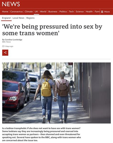bbc article sparks backlash against lesbians coerced by transwomen