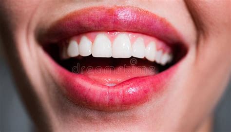 Smile Teeth Laughing Woman Mouth With Great Teeth Close Up Healthy
