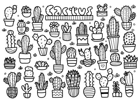 Cactus Doodle Set 1235288 Vector Art At Vecteezy