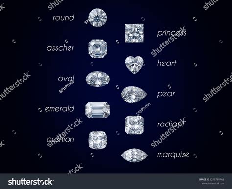 Ten Most Popular Diamond Cut Styles Stock Illustration 1246788463