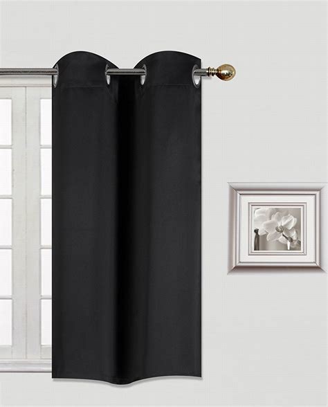 K30 Black 1 Panel Silver Grommets Window Curtain 3 Layered Thermal