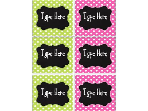 Editable Chalkboard And Bright Pink And Green Polka Dot Labels Teaching