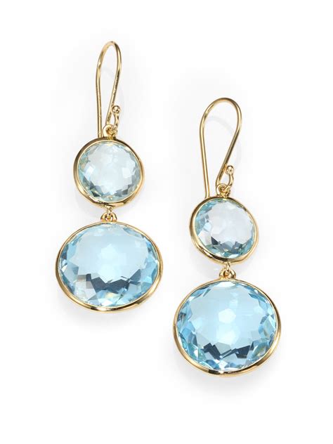Ippolita Blue Topaz 18k Gold Drop Earrings In Blue Blue Topaz Lyst