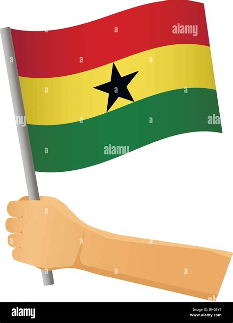 Ghana Flag In Hand Patriotic Background National Flag Of Ghana Vector