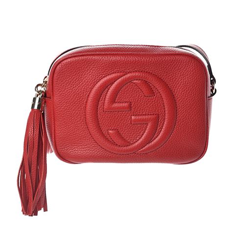 Gucci Pebbled Calfskin Small Soho Disco Bag Tabasco Red 537057
