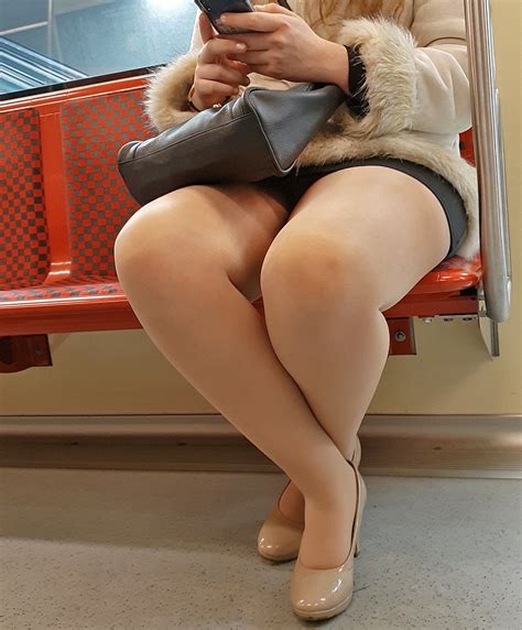 Candid Public Legs Milf Metro Stockings