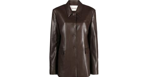 Nanushka Hadasa Faux Leather Blazer In Brown Lyst