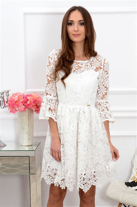 Sukienka koronkowa biała Sklep internetowy cocomoda pl zaprasza