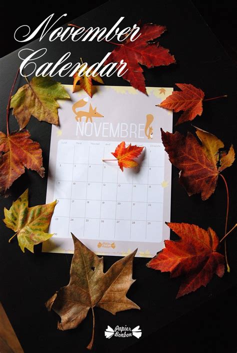 November Calendar Printable Papier Bonbon