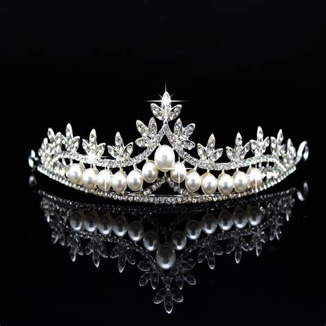 European Design Beautiful Pearls Crown King Queen Magnificent Tiara