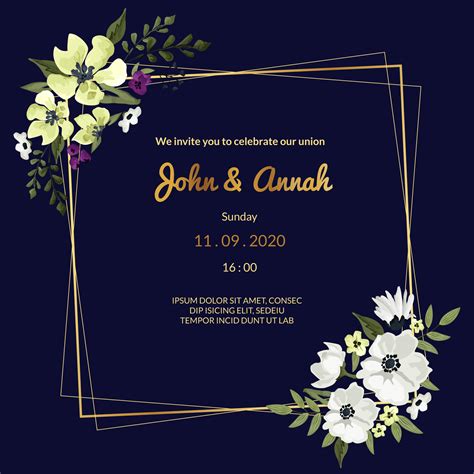Dark Blue Wedding Invite Vector Art Icons And Graphics For Free Download