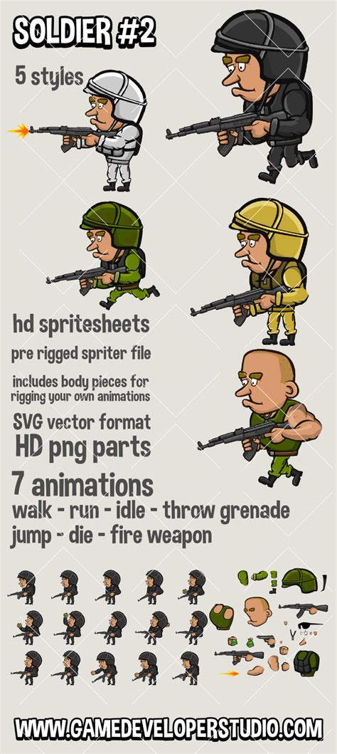 The Soldiers Game Sprites Game Art 2d Images