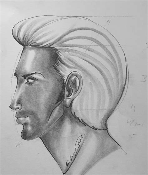 Side View Male Face With 6b Shading Effect Male Face Male Sketch Male