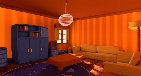 The scene uses only 5 materials, so you can easily import and configure the scene in low poly cartoon living room. living cartoon room c4d
