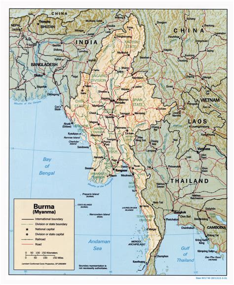 Large Detailed Political And Administrative Map Of Burma Myanmar With