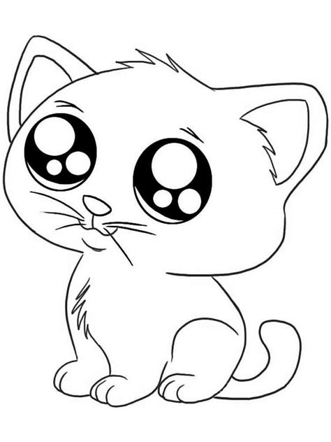 Clip Art Cute Cats Coloring Pages Cute Kawaii Cat Coloring Pages