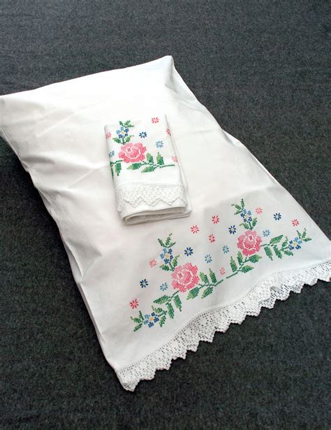 I like how this thread works on my bernina 790 plus for flawless sewing and machine embroidery! Vintage Roses Pillowcases Hand Embroidered Pillow Cases Hand