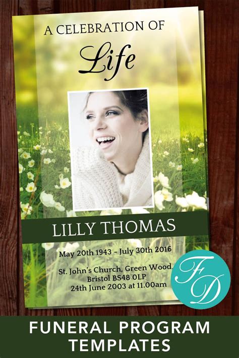 Celebration Of Life Program Template Funeral Program Etsy Uk