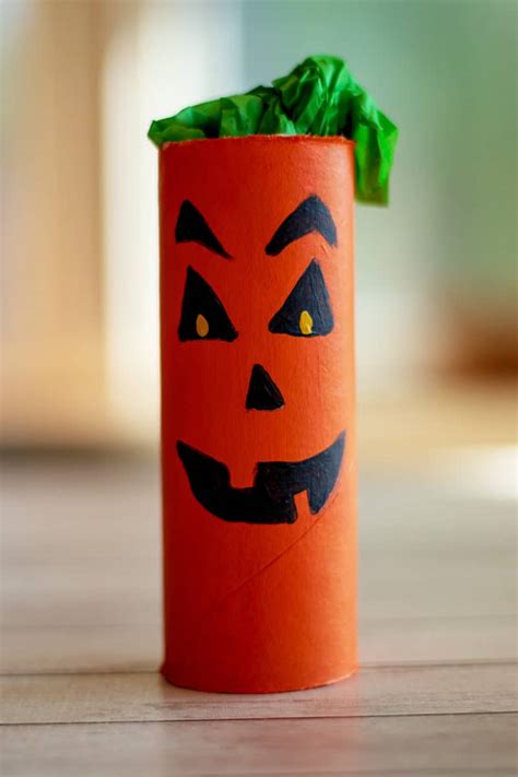 Halloween Toilet Paper Roll Pumpkin Craft Halloween Crafts For Kids