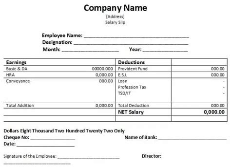 Salary Payslip Format In Word 14 Salary Slip Format And Templates